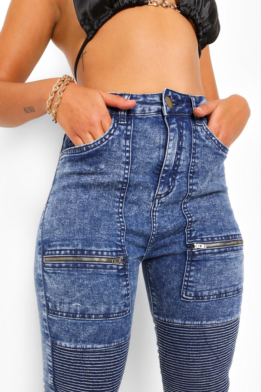 Women's moto sale jeans with zippers